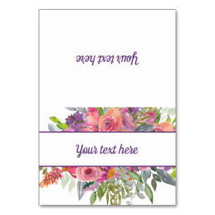 Pink Purple Watercolor Floral  Table Number