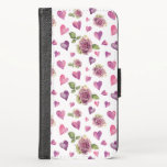 Pink Purple Watercolor Hearts Roses iPhone X Wallet Case<br><div class="desc">Pretty watercolor Roses and hearts on a cute wallet.  Perfect for a birthday,  Mother’s Day or thank you gift.</div>