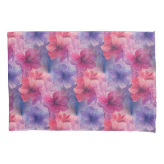 Pink & Purple Watercolor Hibiscus Floral Pillow Case