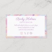 Pink & Purple Watercolor Holographic Design Beauty Business Card (Back)