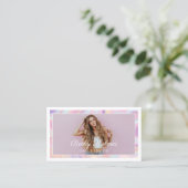 Pink & Purple Watercolor Holographic Design Beauty Business Card (Standing Front)