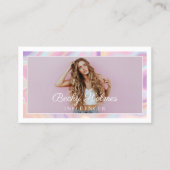 Pink & Purple Watercolor Holographic Design Beauty Business Card (Front)