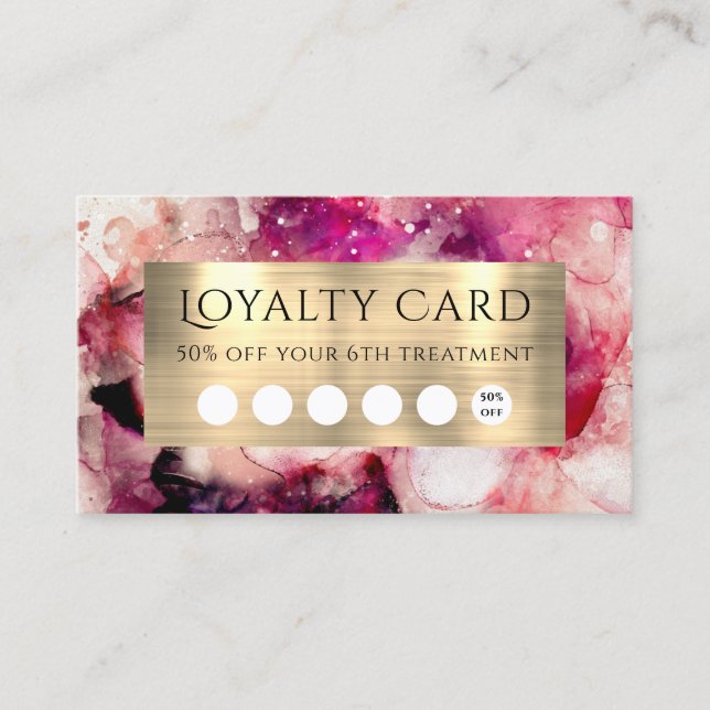 Pink Purple Watercolor Loyalty Card (Front)