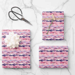 Pink & Purple Watercolor Mountain Landscape  Wrapping Paper Sheets