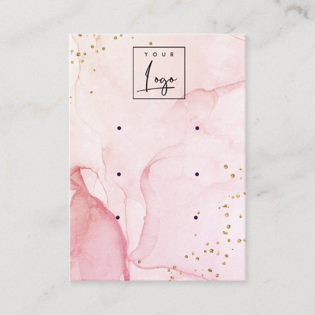 Pink Purple Watercolor Texture 3 Earring Display Business Card (Front)