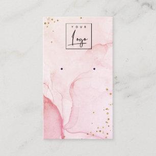 Pink Purple Watercolor Texture Earring Display Business Card