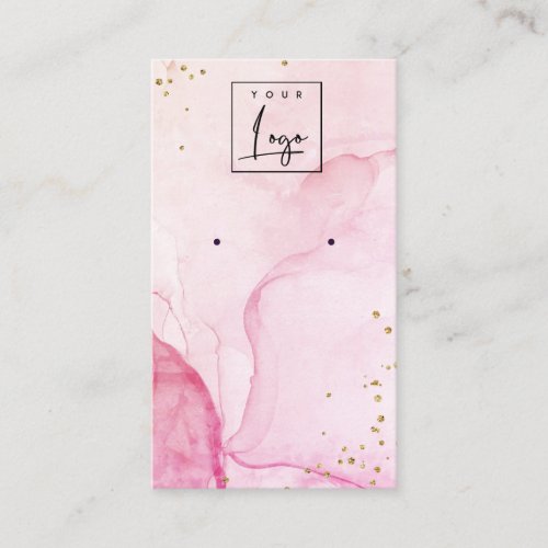 Pink Purple Watercolor Texture Earring Display Business Card