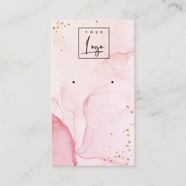 Pink Purple Watercolor Texture Earring Display Business Card (Front)