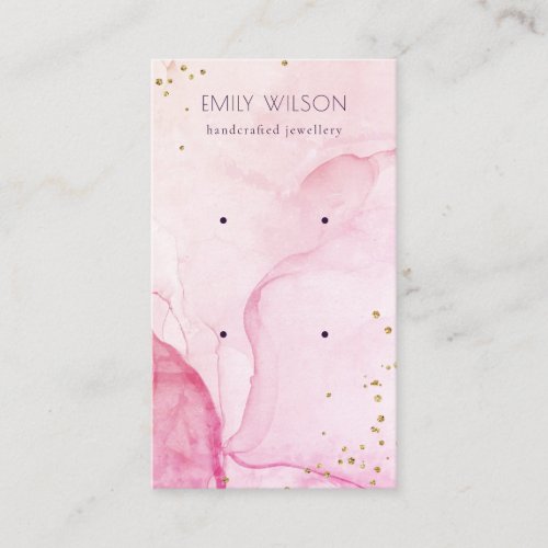 Pink Purple Watercolor Texture Earring Display Business Card
