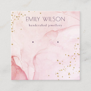 Pink Purple Watercolor Texture Earring Display Square Business Card