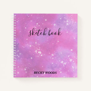 Pink & Purple Watercolor-White Spatters Sketch Notebook