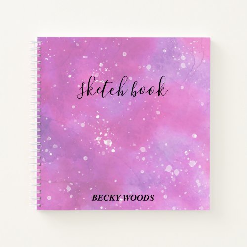 Pink  Purple Watercolor_White Spatters Sketch  Notebook