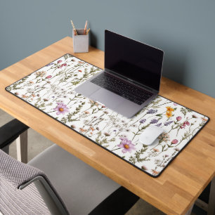 Pink Purple Watercolor Wildflower Desk Mat