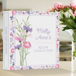 Pink & Purple Watercolor Wildflowers Recipe Binder