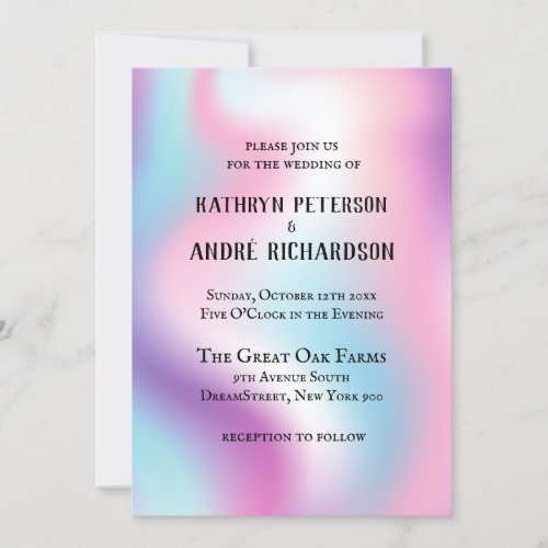 Pink Purple Waves Color Shift Wedding Invitation