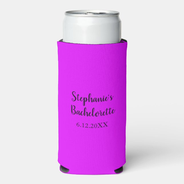 Pink Purple Wedding Bachelorette Party Gift Favor Seltzer Can Cooler (Seltzer Front)