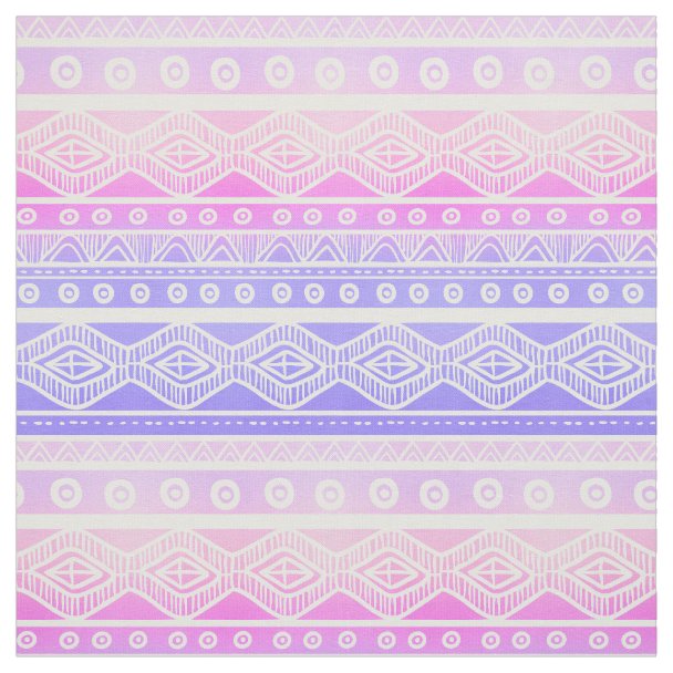 Girly Aztec Pattern Pink Turquoise Watercolor Fabric | Zazzle