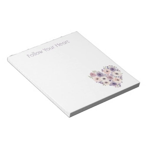 Pink Purple White Floral Heart Notepad