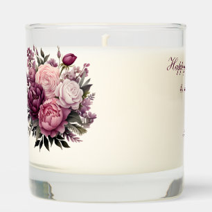 Pink Purple White Floral Personalize Birthday Scented Candle