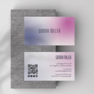 Pink Purple White Minimalist Aesthetic Gradient Business Card