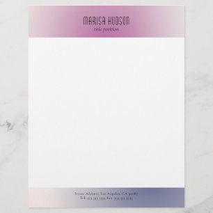 Pink Purple White Minimalist Aesthetic Gradient Letterhead