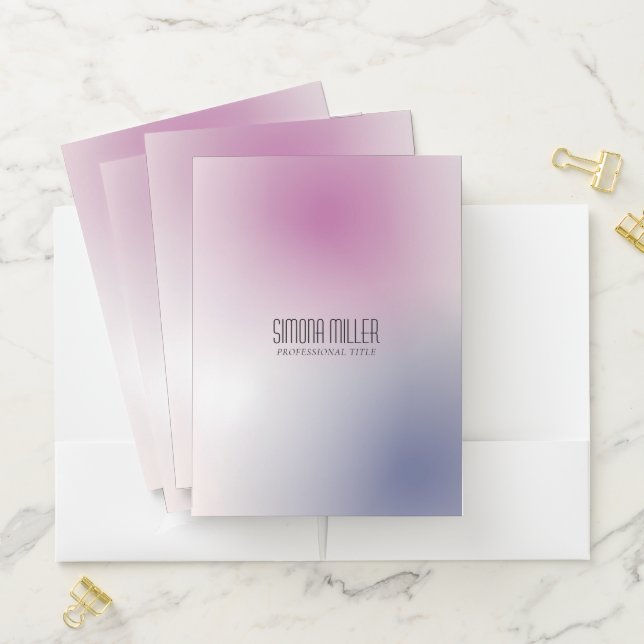 Pink Purple White Minimalist Aesthetic Gradient Pocket Folder (In Situ)