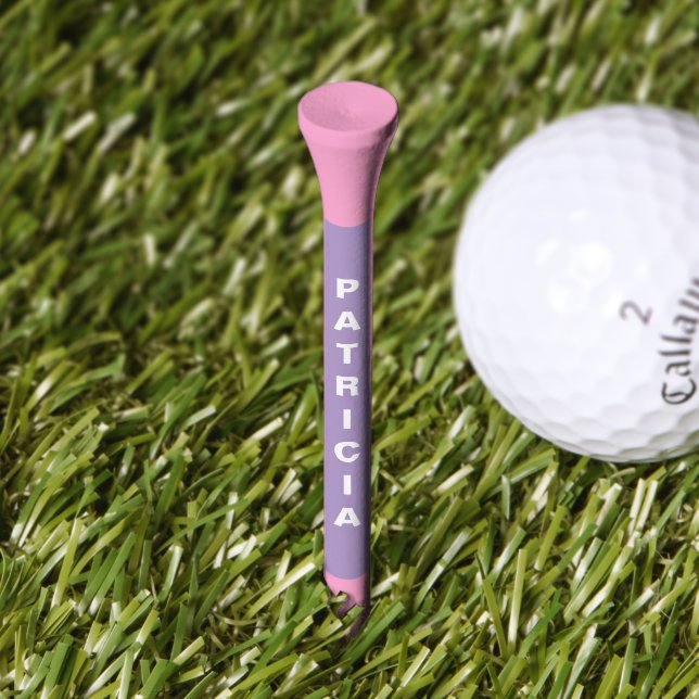 Pink Purple White Name Golf Tees (Grass)
