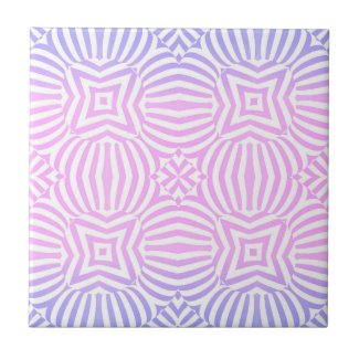 Pink Purple White Ombre Striped Geometric Op Art Ceramic Tile