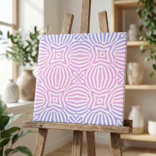Pink Purple White Ombre Striped Geometric Op Art Ceramic Tile