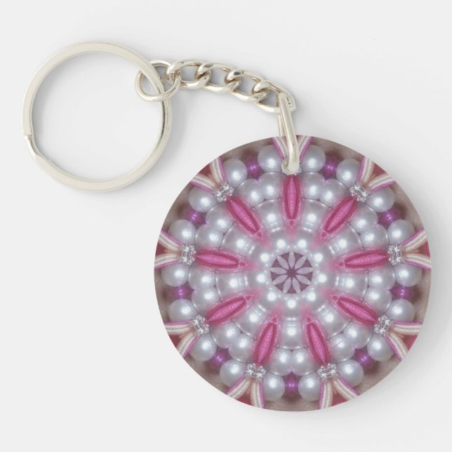 Pink Purple White Pearls Diamonds~ Keychain (Front)
