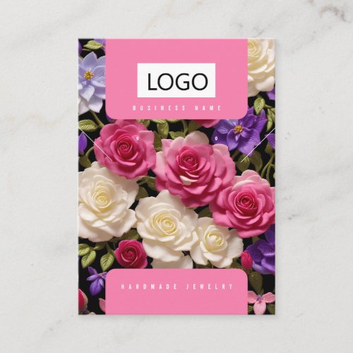 Pink Purple White Roses Jewelry Display Cards