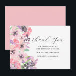 Pink Purple Wildflower 60th Birthday Thank You<br><div class="desc">A beautiful and elegant thank you card designed especially for a 60th birthday party. The elegant floral sprig contains rustic pink and purple wildflowers and sage green foliage. It is part of the Dusty Pink and Purple Wildflower 60th Birthday Collection. It contains all the items you need to create a...</div>
