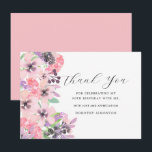 Pink Purple Wildflower 90th Birthday Thank You<br><div class="desc">A beautiful and elegant thank you card designed especially for a 90th birthday party. The elegant floral sprig contains rustic pink and purple wildflowers and sage green foliage. It is part of the Dusty Pink and Purple Wildflower 90th Birthday Collection. It contains all the items you need to create a...</div>