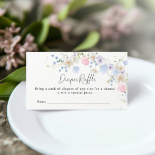 Pink Purple Wildflower Baby Shower Diaper Raffle Enclosure Card