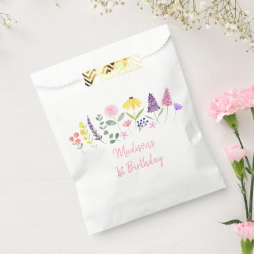 Pink Purple Wildflower Birthday Favor Bag