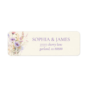 Pink Purple Wildflower Wedding Return Address Label