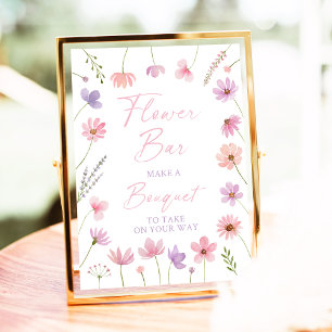 Pink Purple Wildflowers Flower Bar Sign