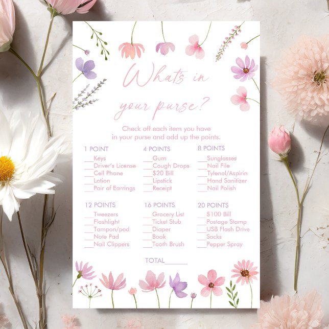 Pink Purple Wildflowers What's In Your Purse Game (Creator Uploaded)