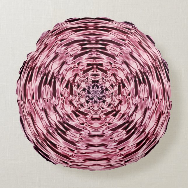 Pink Purple Wine Faux Satin Abstract Round Pillow (Front)