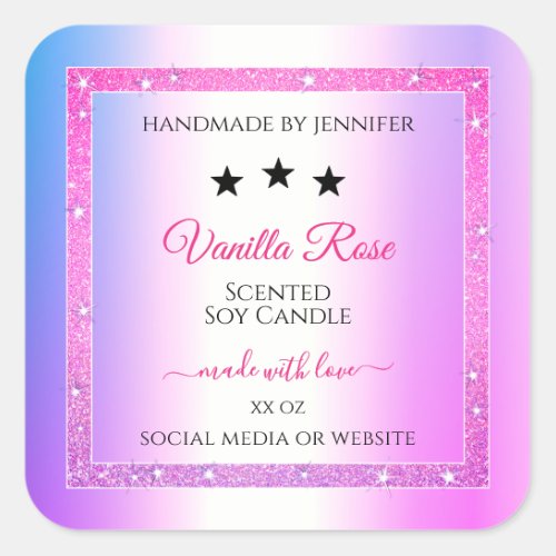 Pink Purple with Glitter Product Packaging Labels