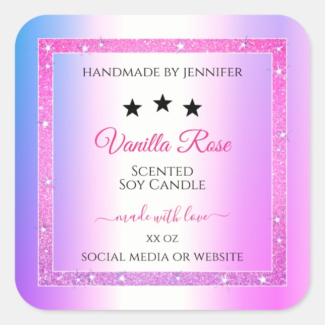 Pink Purple with Glitter Product Packaging Labels (Front)