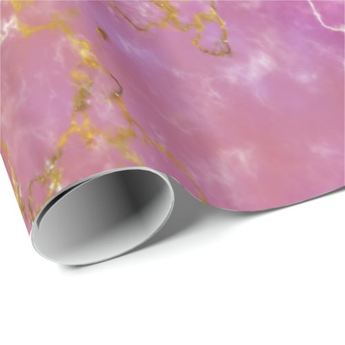 Pink  Purple With Gold Foil Wrapping Paper