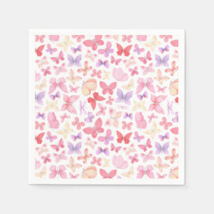 Pink Purple Yellow Butterflies Party Napkins