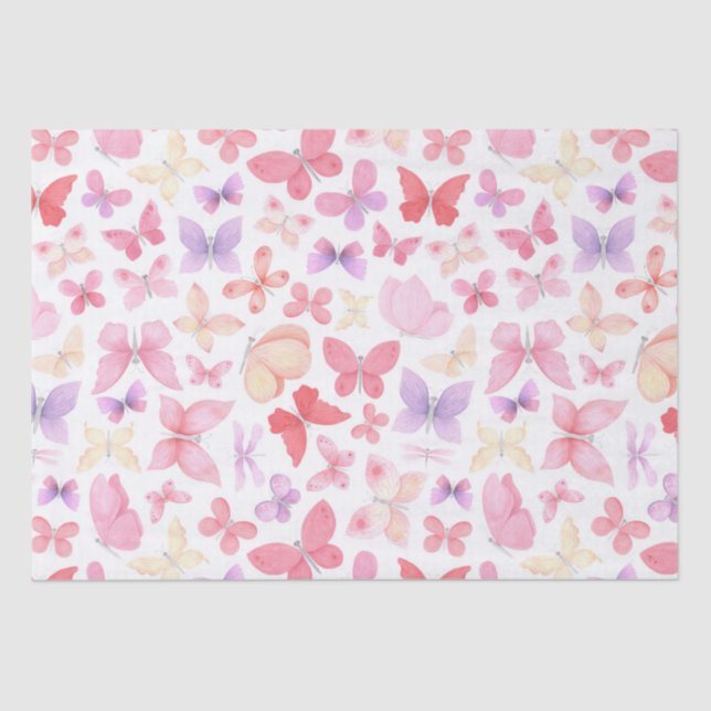 Pink Purple Yellow Butterflies  Tissue Paper (Front)
