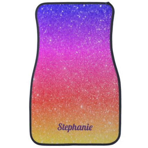 Pink Purple Yellow Glitter Ombre Custom Name Cute Car Floor Mat