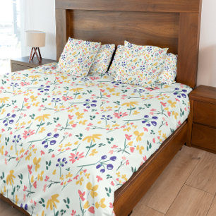 Pink Purple Yellow Green elegant Floral Pattern  Duvet Cover