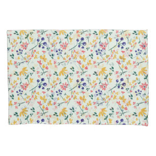 Pink Purple Yellow Green elegant Floral Pattern Pillow Case