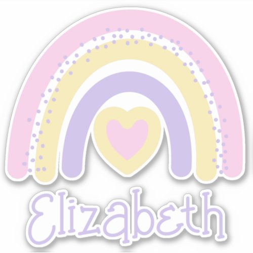 Pink Purple Yellow Heart Rainbow Personalized Sticker