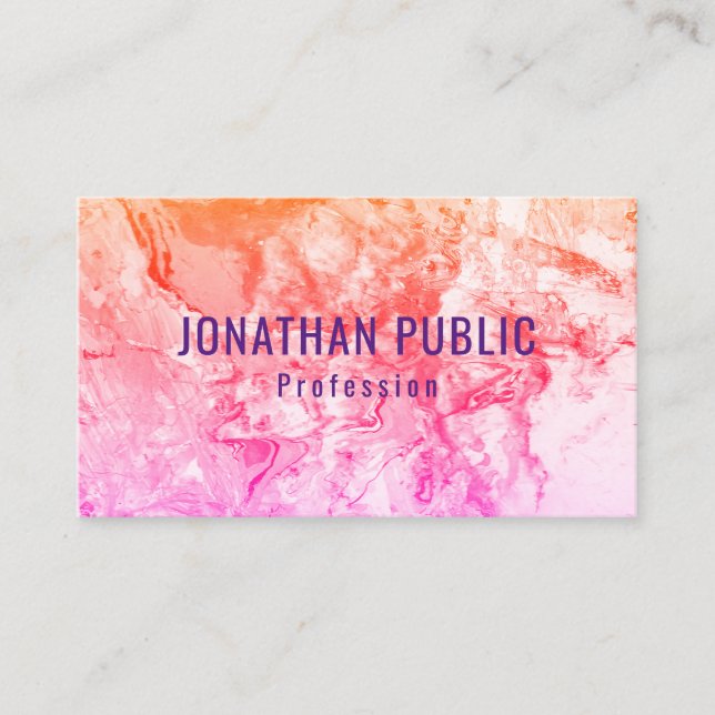 Pink Purple Yellow Orange Trendy Modern Abstract Business Card (Front)