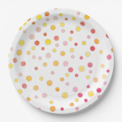 Pink Purple Yellow Polka Dots Party Paper Plates